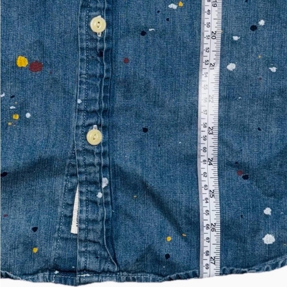 American eagles Denim Short Sleeve Shirt men's with Paint Splatter size M - Picture 4 of 5